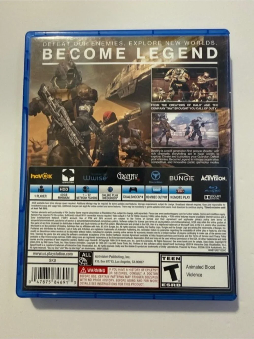 Destiny PS4 Game Complete w/ Case & Manual – Bungie Sci-Fi Shooter